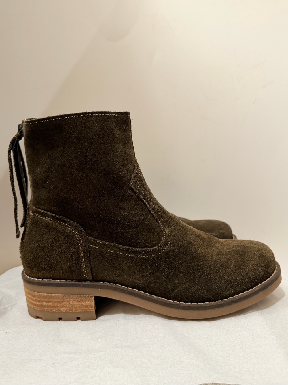 Antonio de Faria Mila Olive Green Suede Leather Ankle Boots Size 8 Portugal